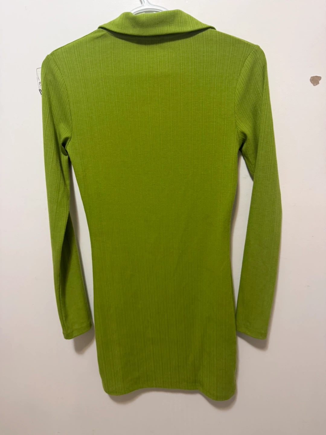 Forever 21 Green Ribbed Collared Long Sleeve Dress Size S - photo 4