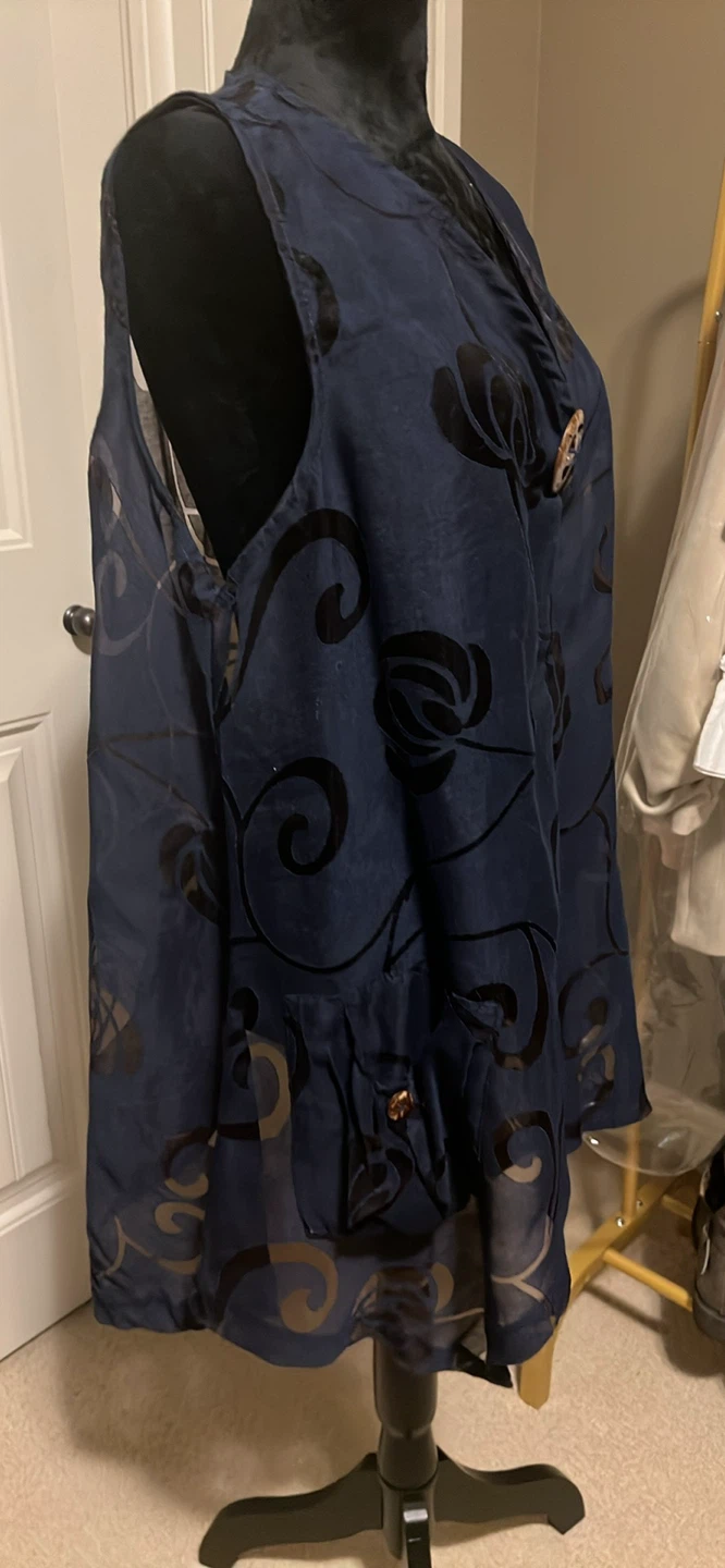 Vintage 90s Kaktus Burnout Velvet Sheer tunic - photo 3
