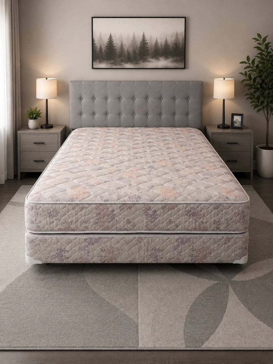 Grey Queen Size Complete Bed Set | New Condition