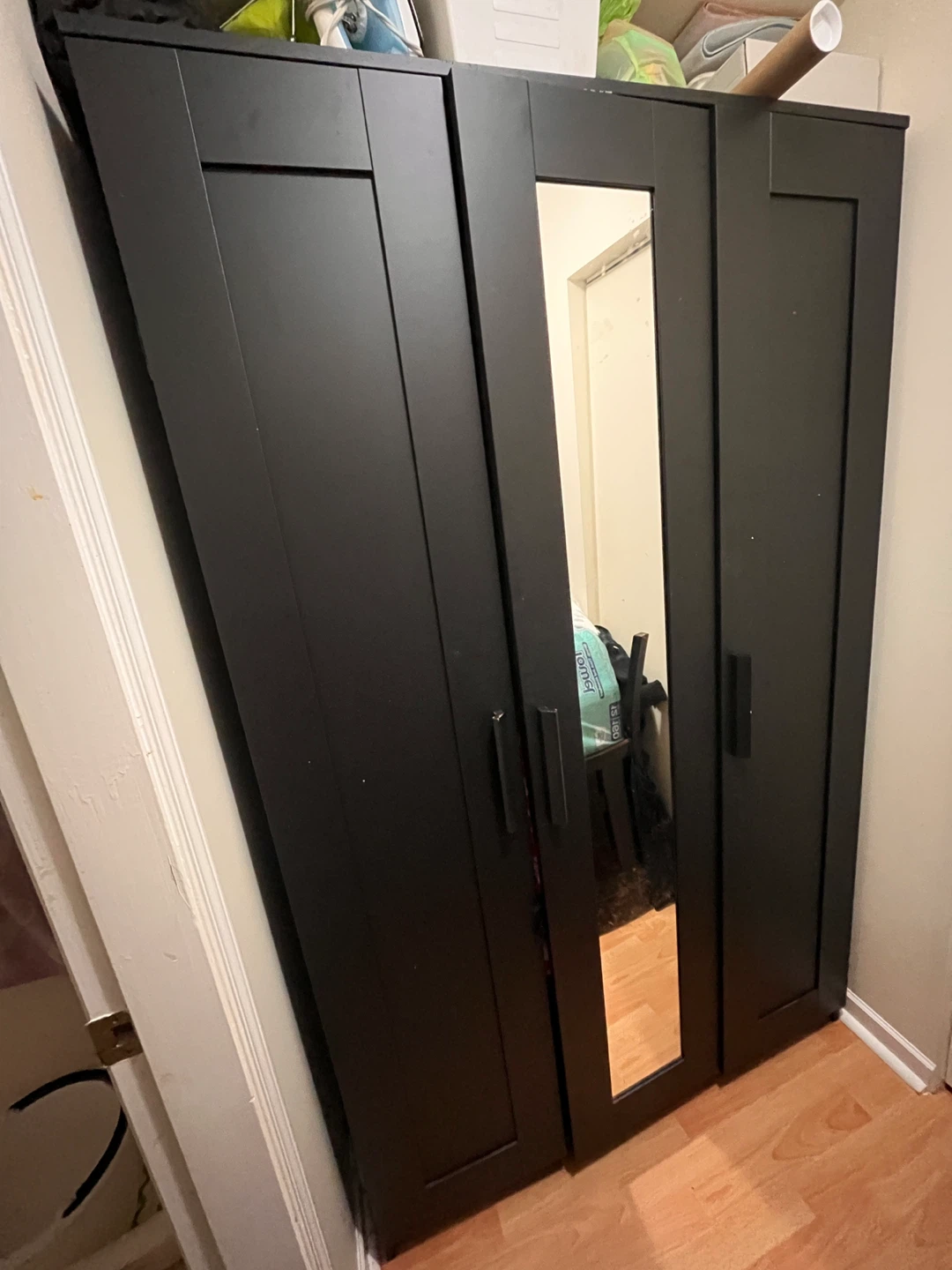 IKEA BRIMNES Wardrobe with 3 Doors, Black