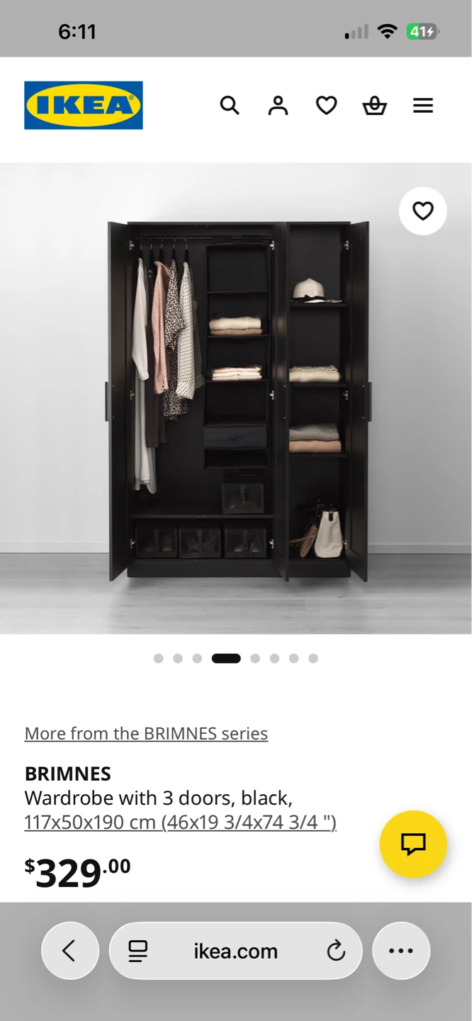 IKEA BRIMNES Wardrobe with 3 Doors, Black - photo 5