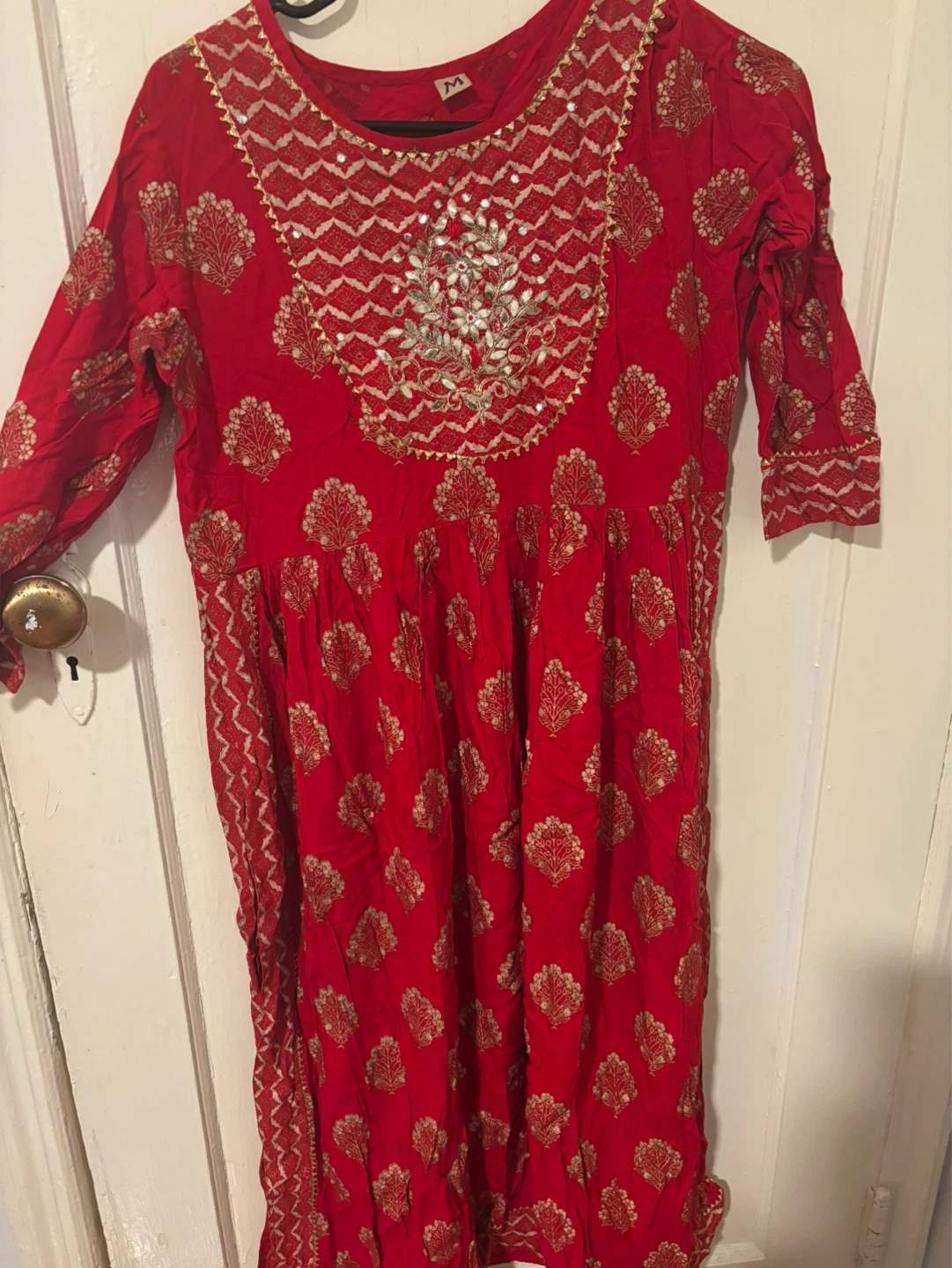 Red Embroidered 3-Piece Indian Outfit