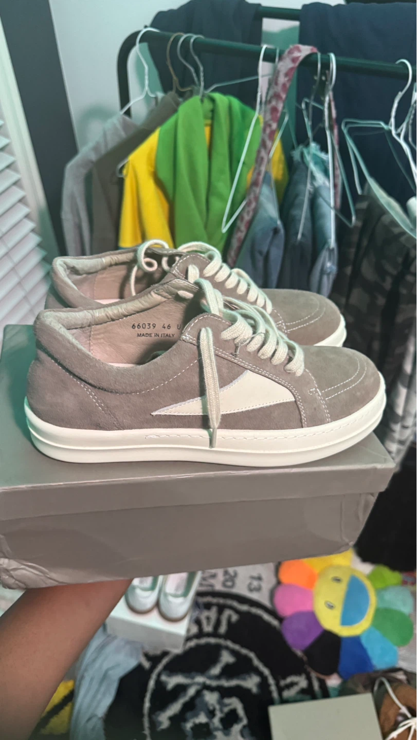 Rick Owens Grey Suede Low Top Sneakers - photo 4
