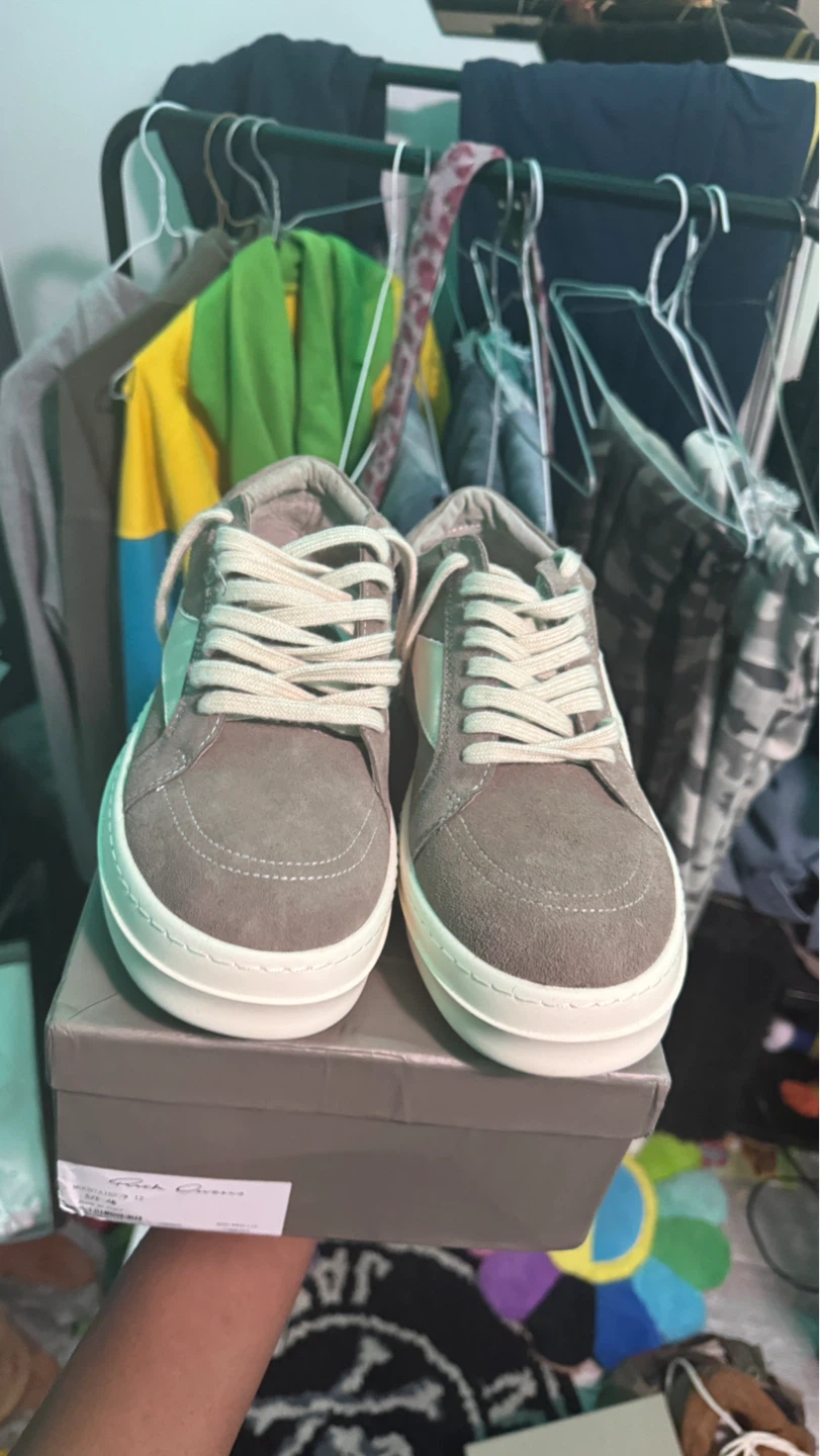 Rick Owens Grey Suede Low Top Sneakers - photo 2