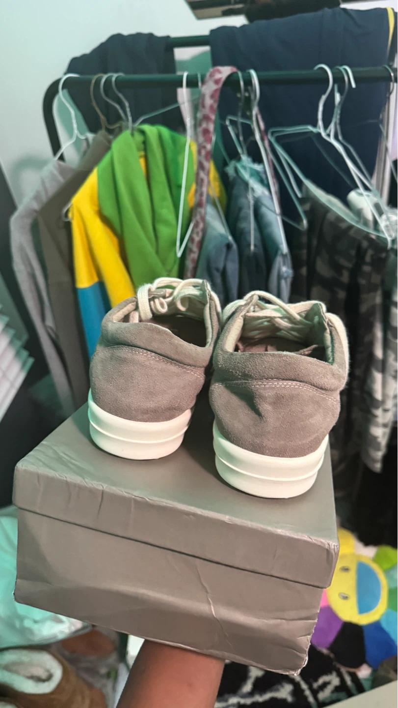 Rick Owens Grey Suede Low Top Sneakers - photo 3