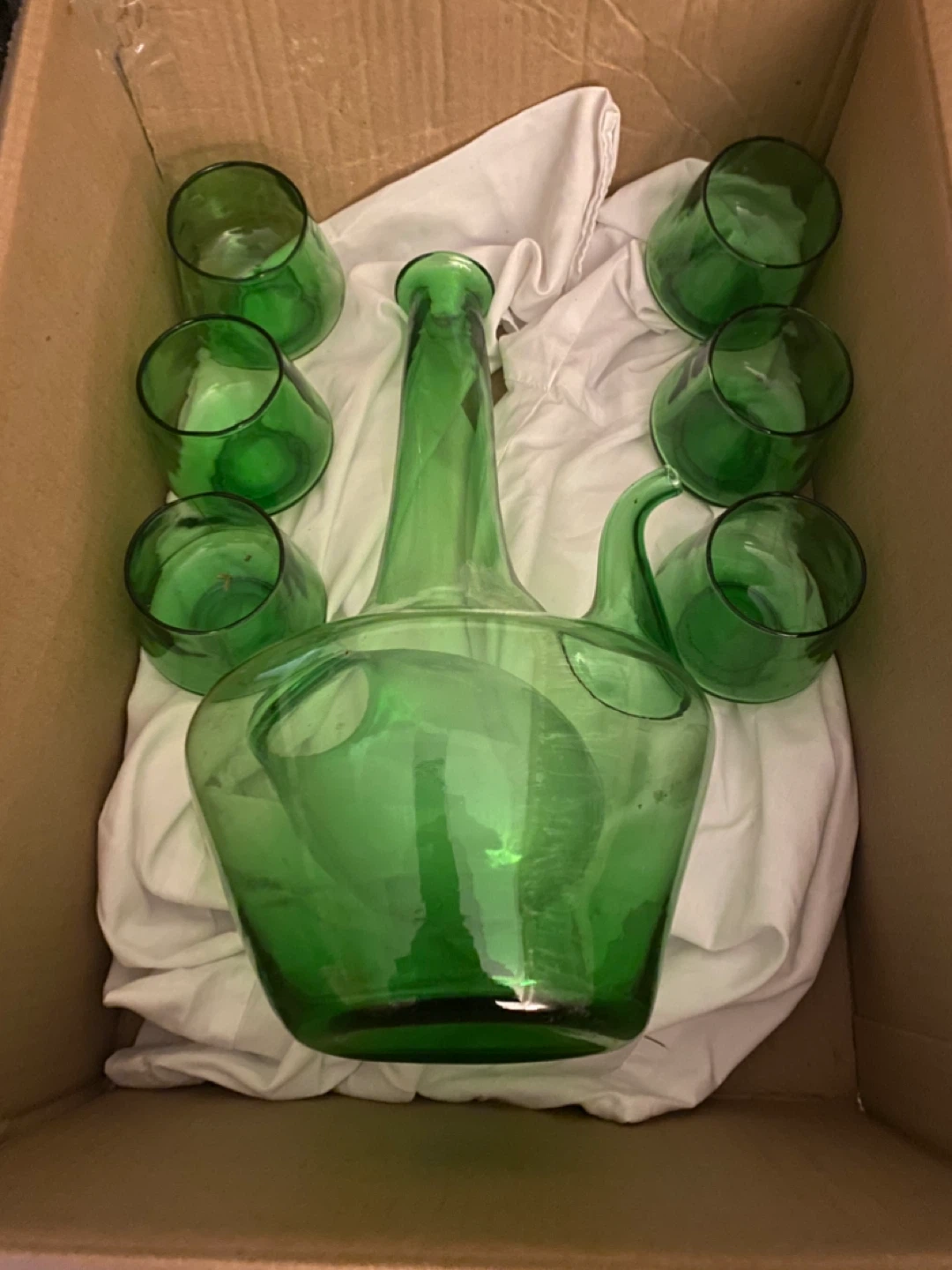 Vintage Green Glass Wine Decanter