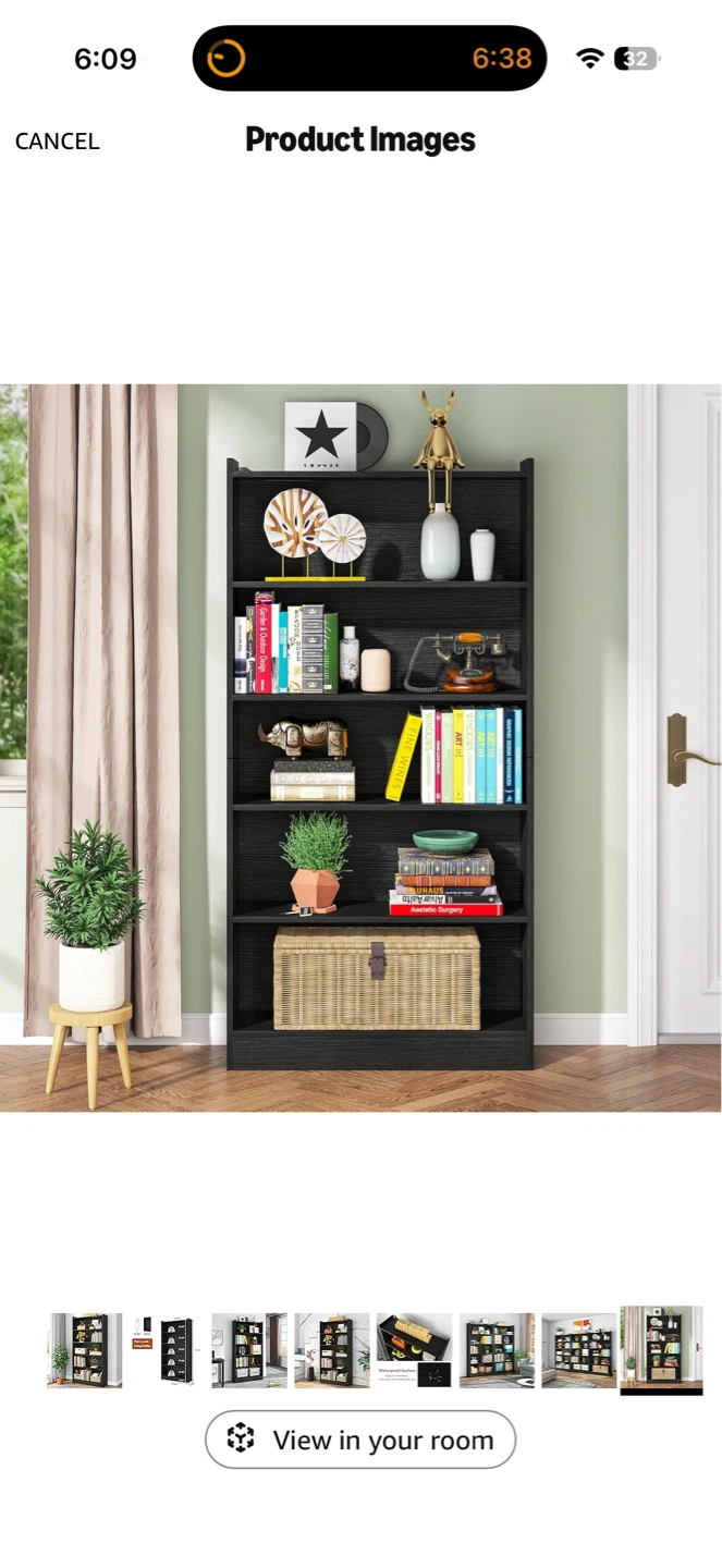 Black 5-Shelf Bookcase