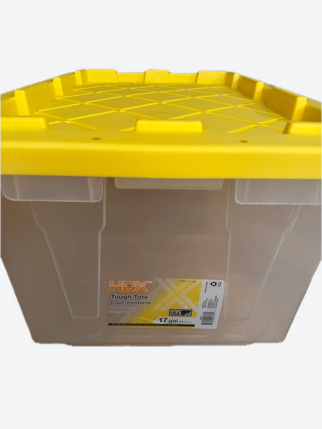 HDX Tough Tote 17 Gallon Clear Storage Container with Yellow Lid - photo 2