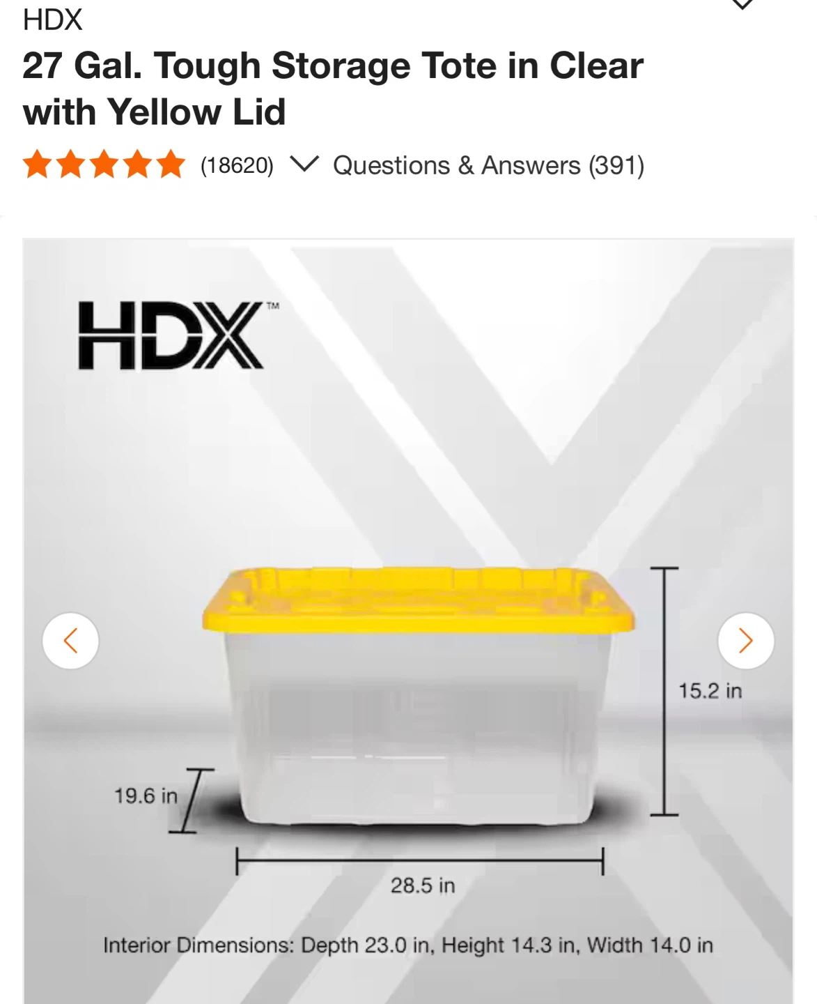 HDX Heavy Duty 27-Gallon Storage Clear Tote 🌱