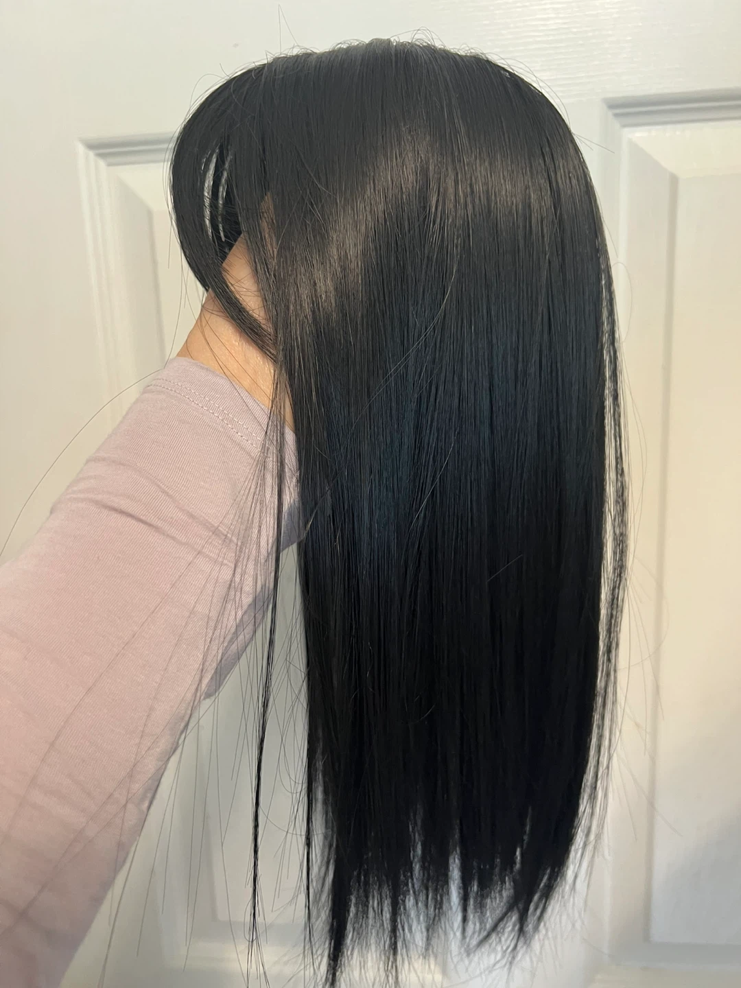 New- Black Straight Hair topper with Bangs