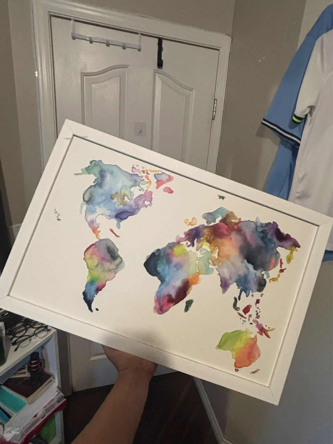 Framed Watercolour World Map Art