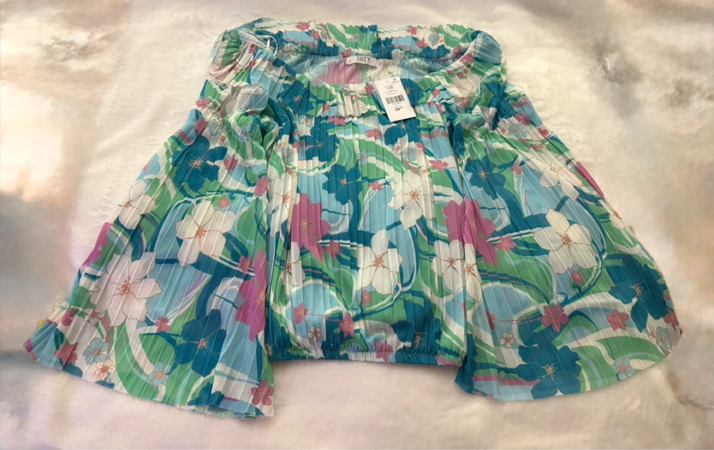 SUZY Women's Floral Print Off-shoulder Blouse 🩷🤍🩵 - photo 2