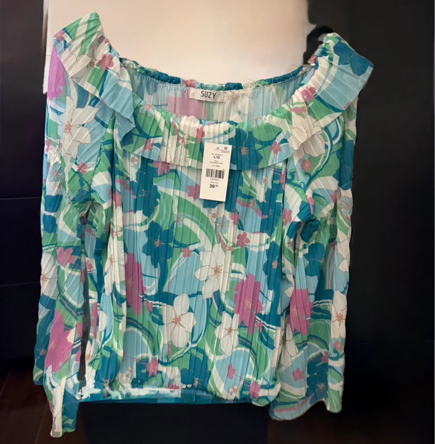 SUZY Women's Floral Print Off-shoulder Blouse 🩷🤍🩵