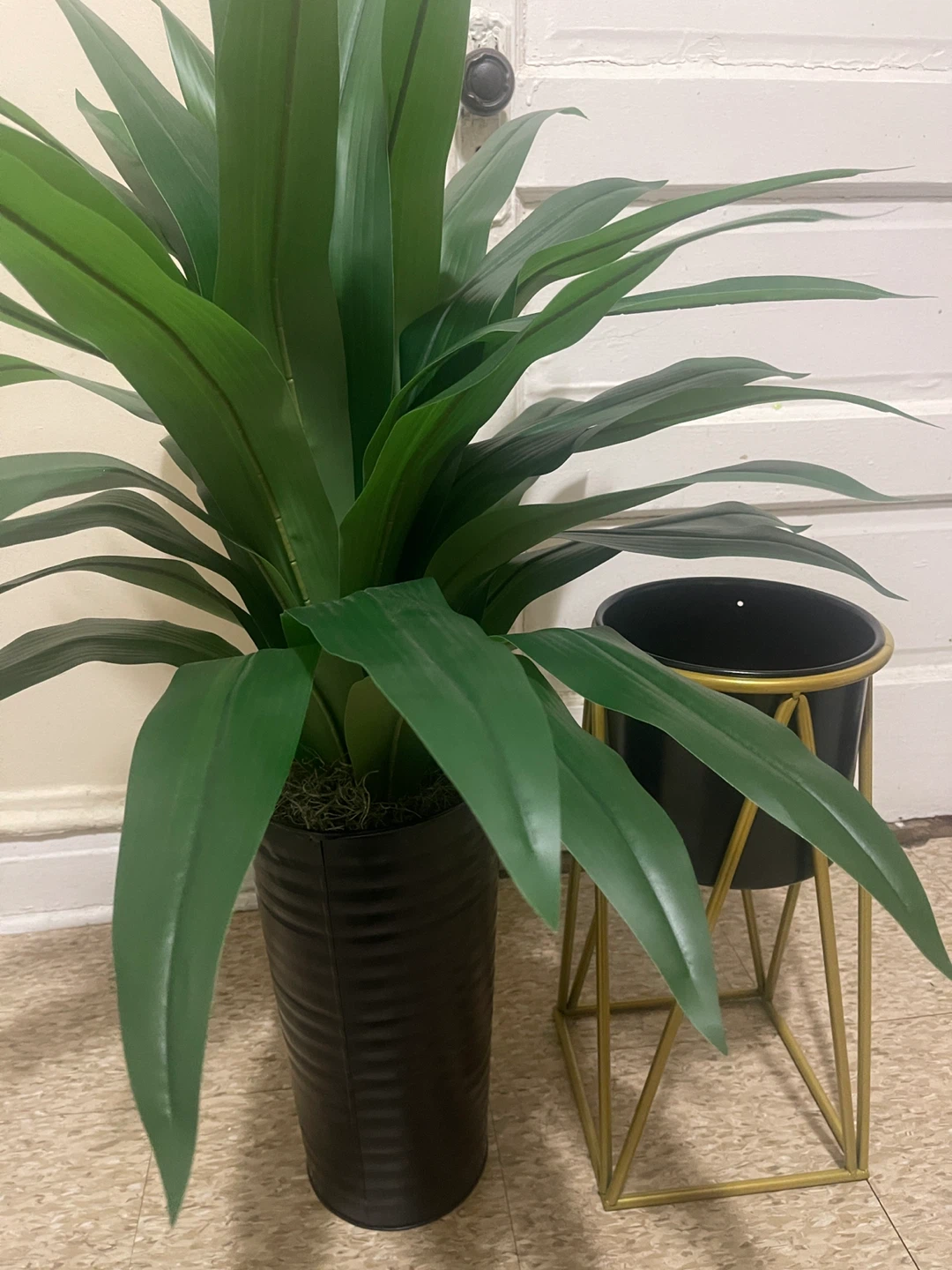 Black Metal Plant Pot with Gold Stand - photo 4
