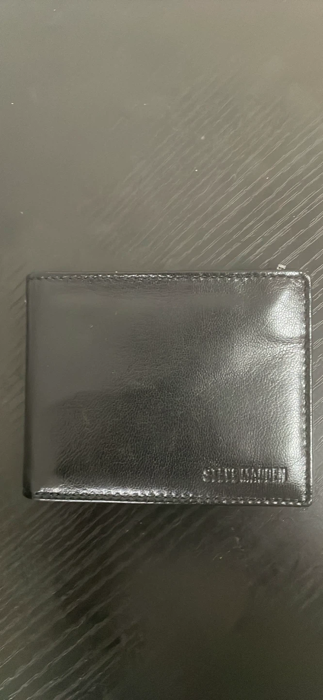 Steve Madden Black Leather Bifold Wallet
