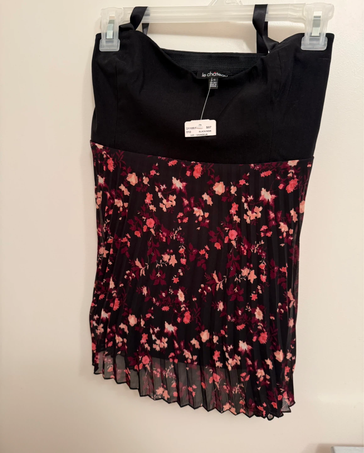 Le Château Black Floral Pleated Camisole - Large - photo 2
