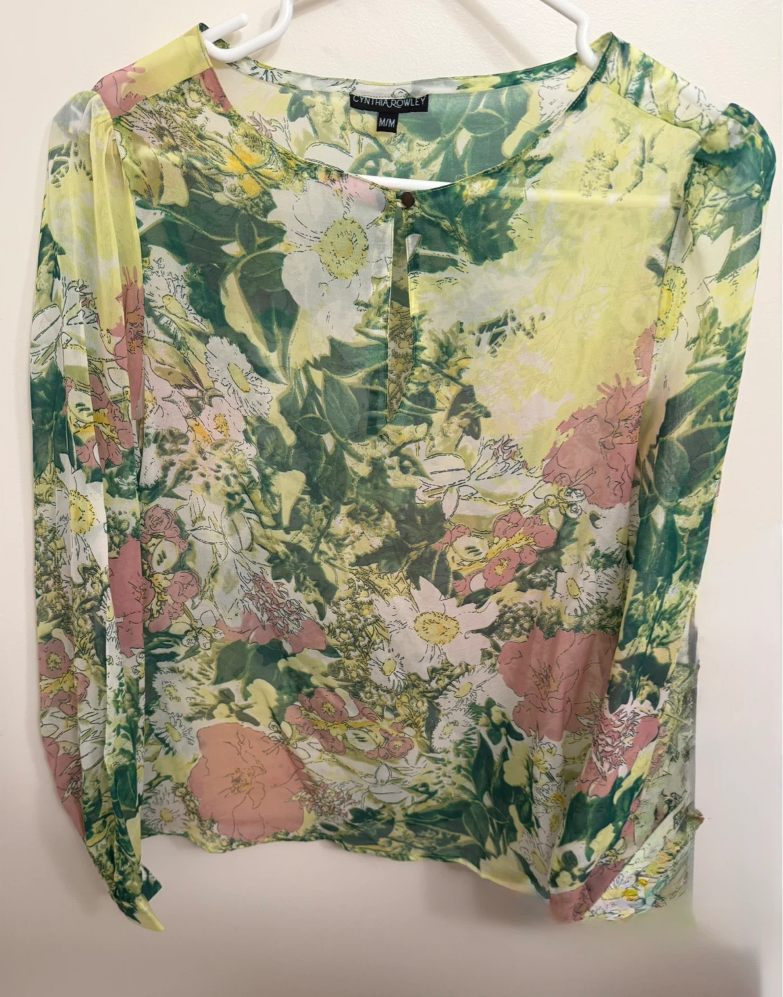 Cynthia Rowley Floral Blouse - 💚💛🩷