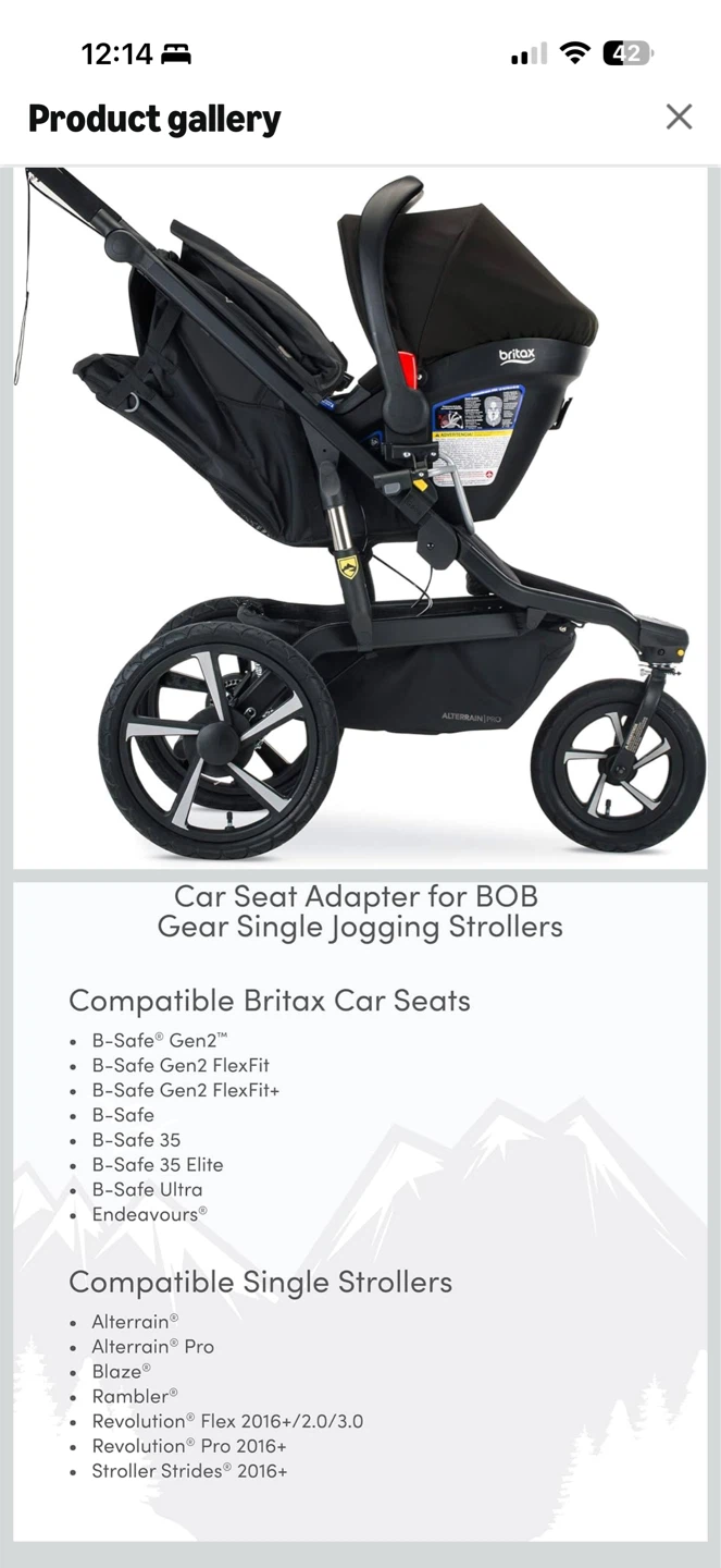 BOB Gear Britax Infant Car Seat Adapter for Jogging Strollers - photo 4