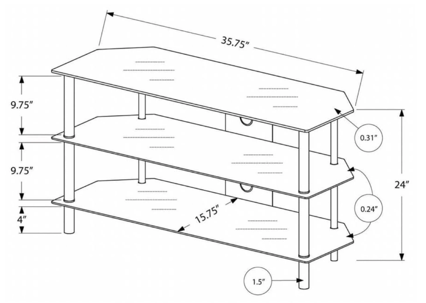 Black 3-Tier Glass Entertainment Stand - photo 2