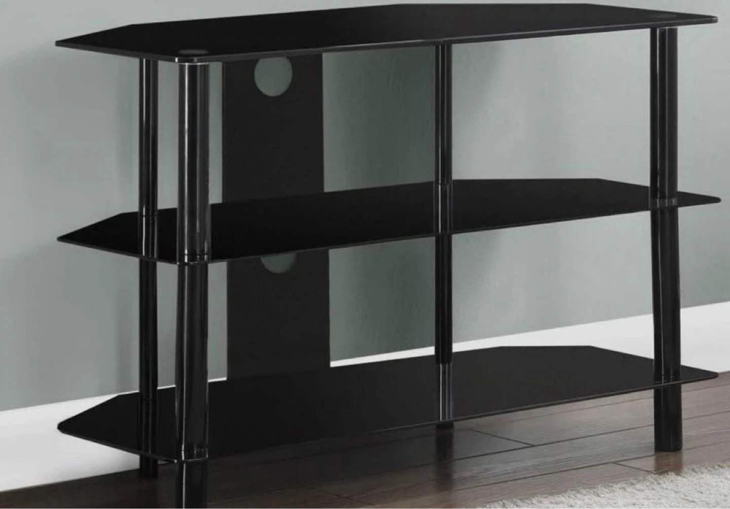 Black 3-Tier Glass Entertainment Stand