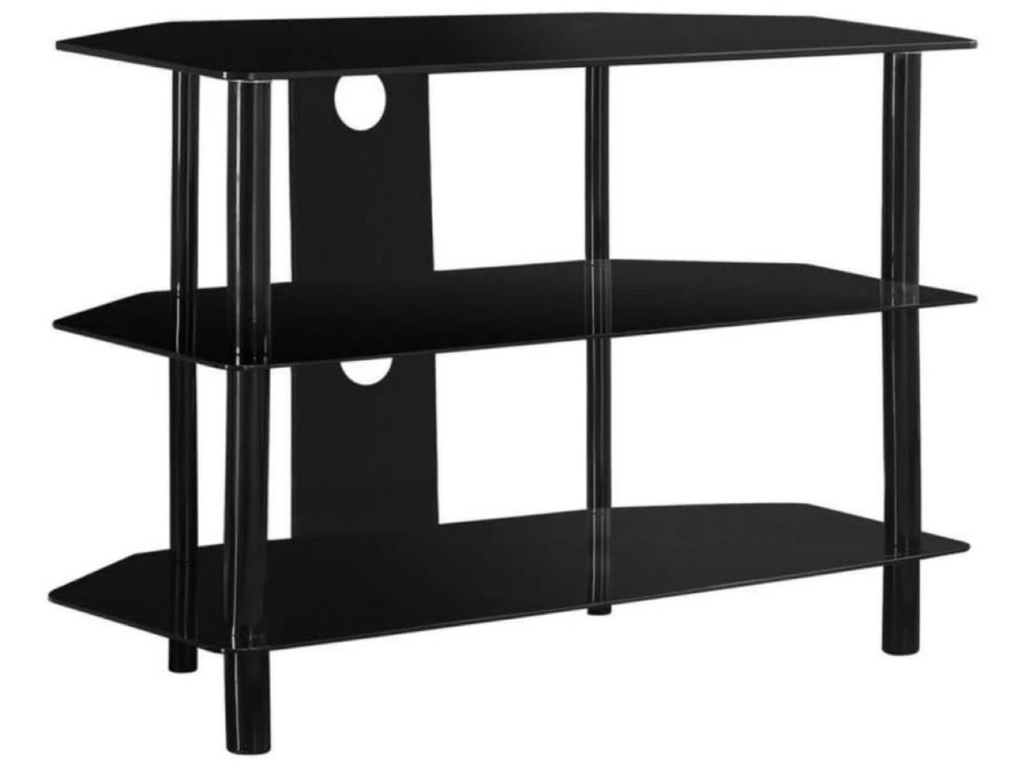 Black 3-Tier Glass Entertainment Stand - photo 3