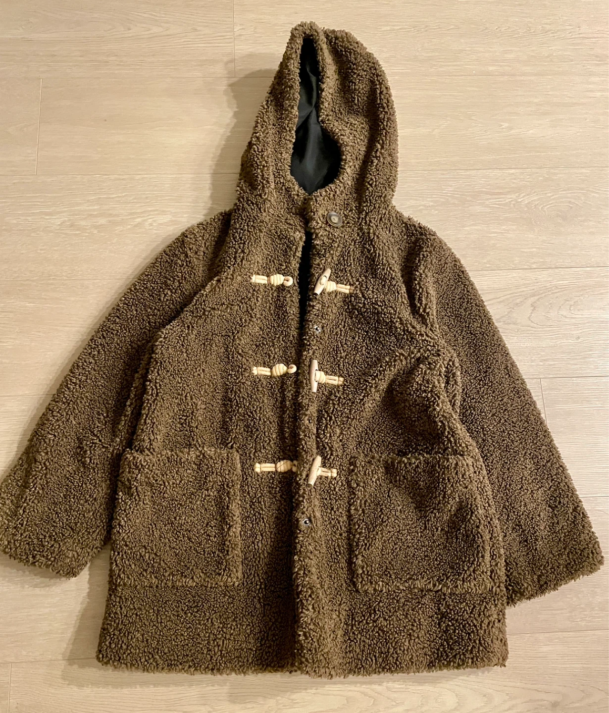 Zara Kids Brown Sherpa Duffle Coat