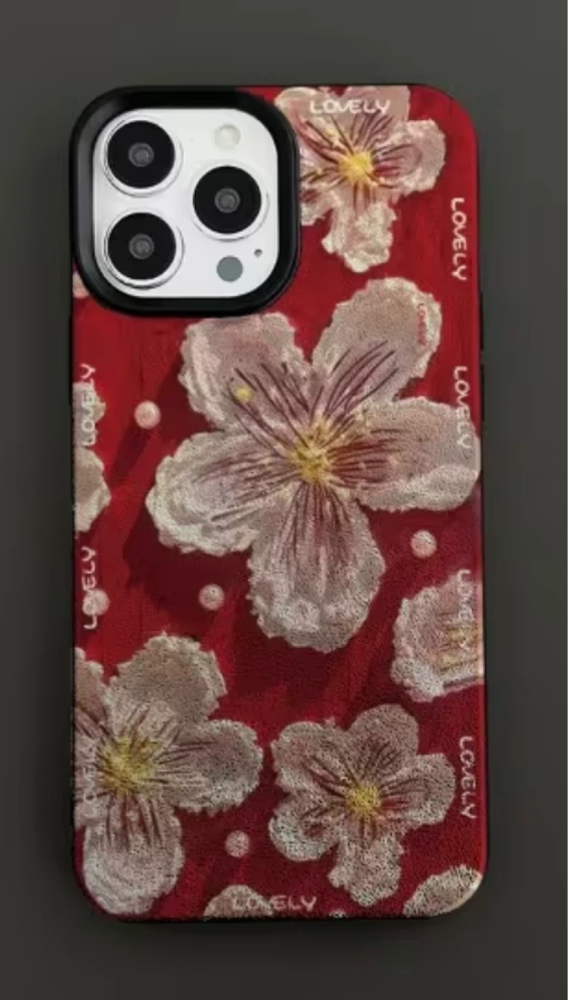 Red Cherry Blossom iPhone 16 Pro Max Case (Fixed Price)