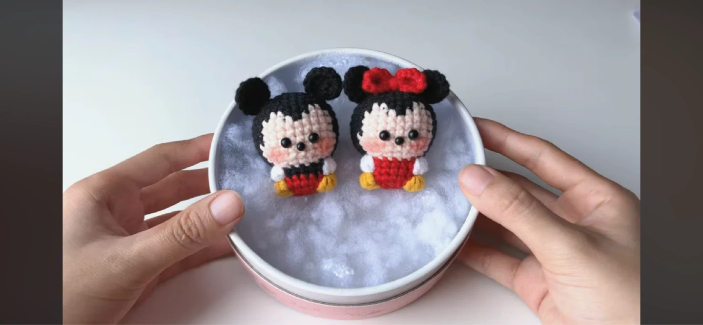 Handmade Crochet Mickey & Minnie Mouse Figurines