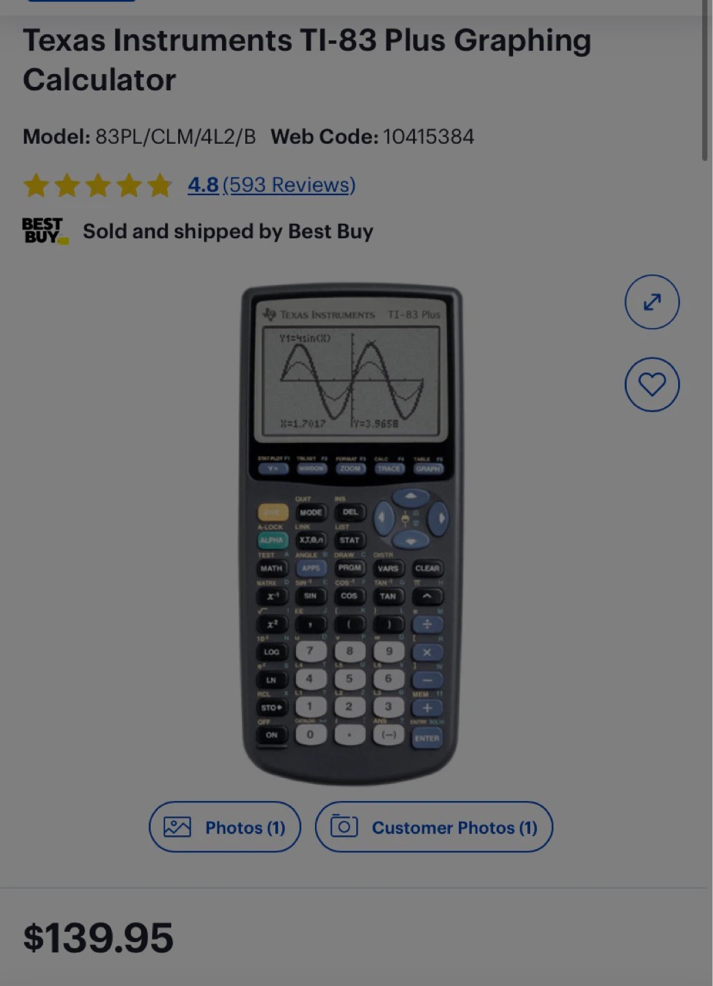 Texas Instruments TI-83 Plus Graphing Calculator