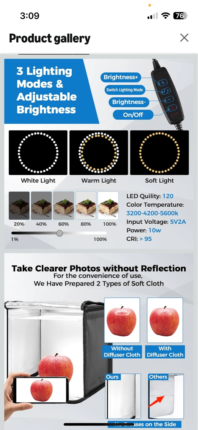 Portable Photography Light Box Studio - photo 3