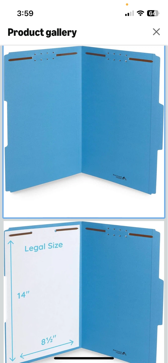Blue Sky Filing Folders - Legal Size 50 pack