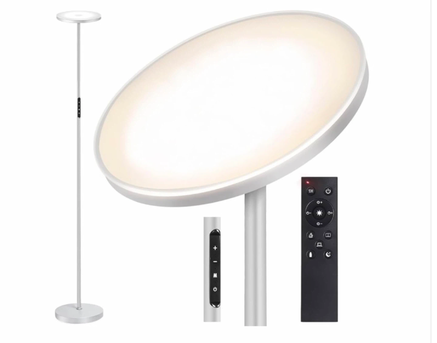 OUTON Floor Lamp Modern LED Torchiere 30W Silver Grey