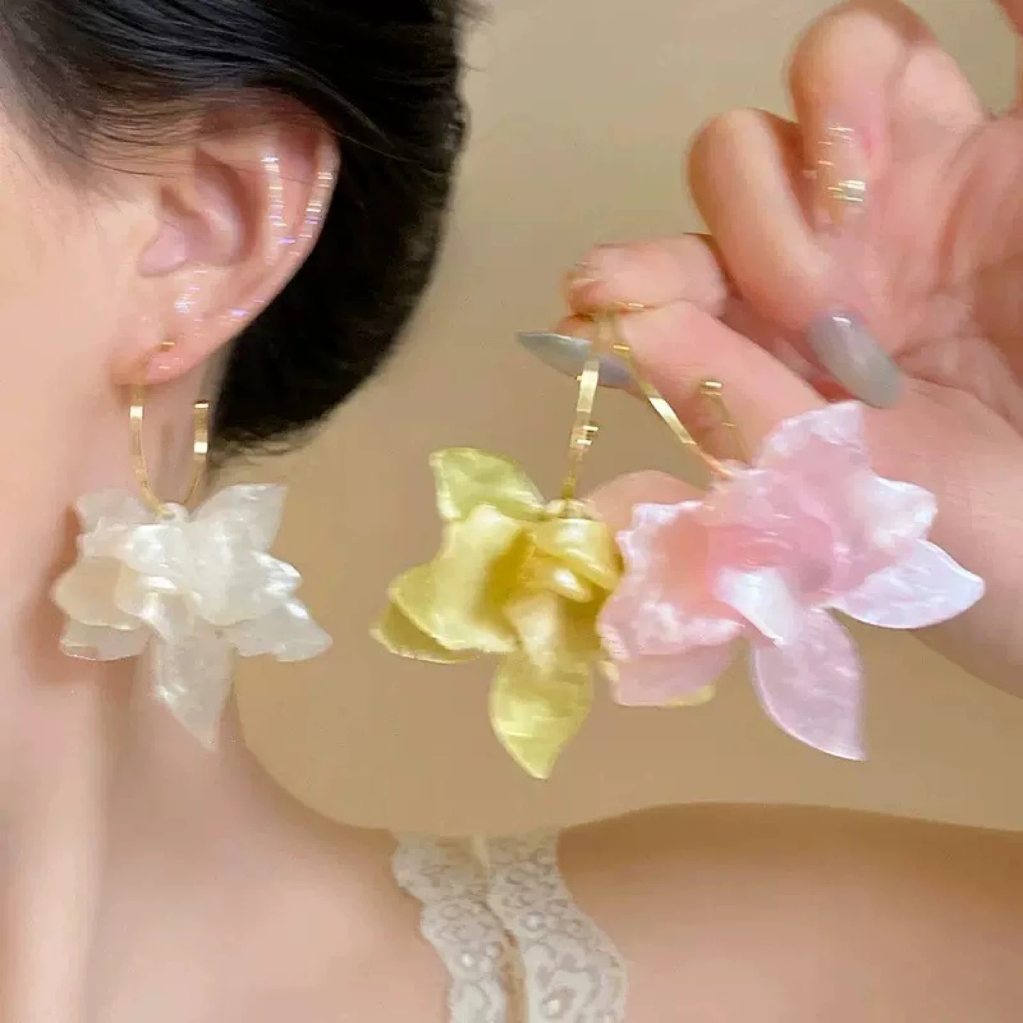 Pink Flower Earrings - photo 2