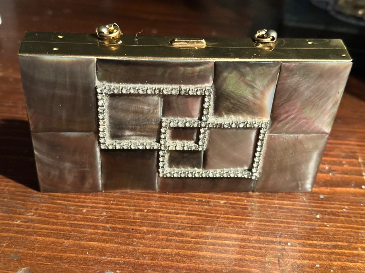 Vintage Marhill Genuine Mother Of Pearl Evening Bag Compact