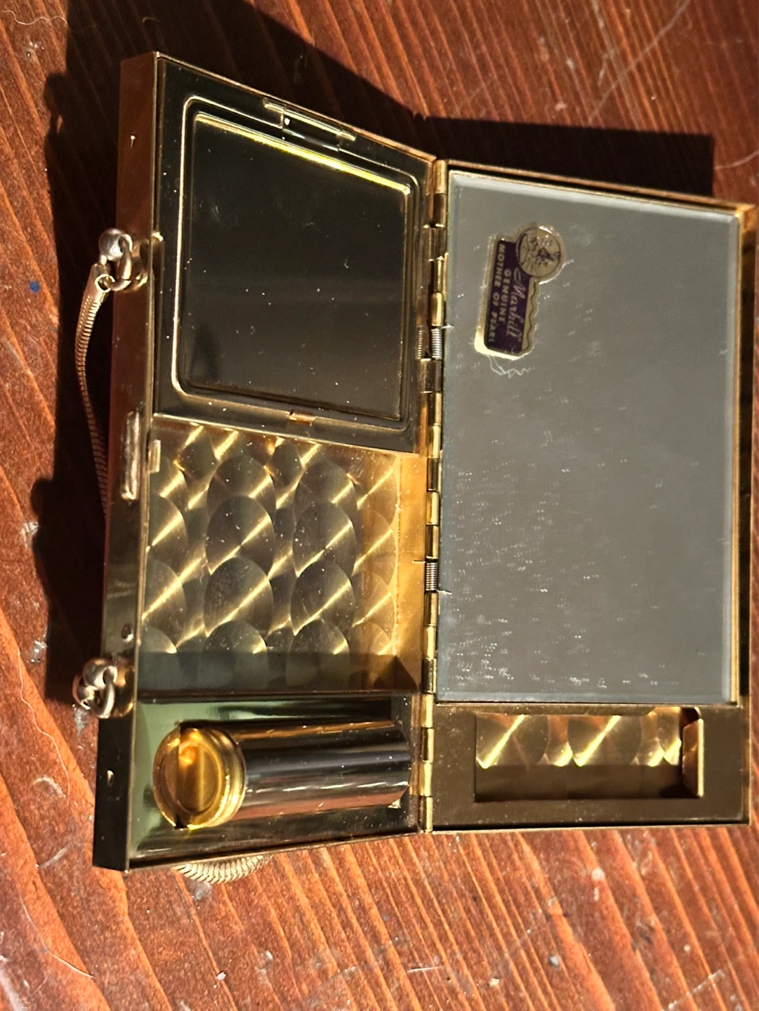 Vintage Marhill Genuine Mother Of Pearl Evening Bag Compact - photo 4