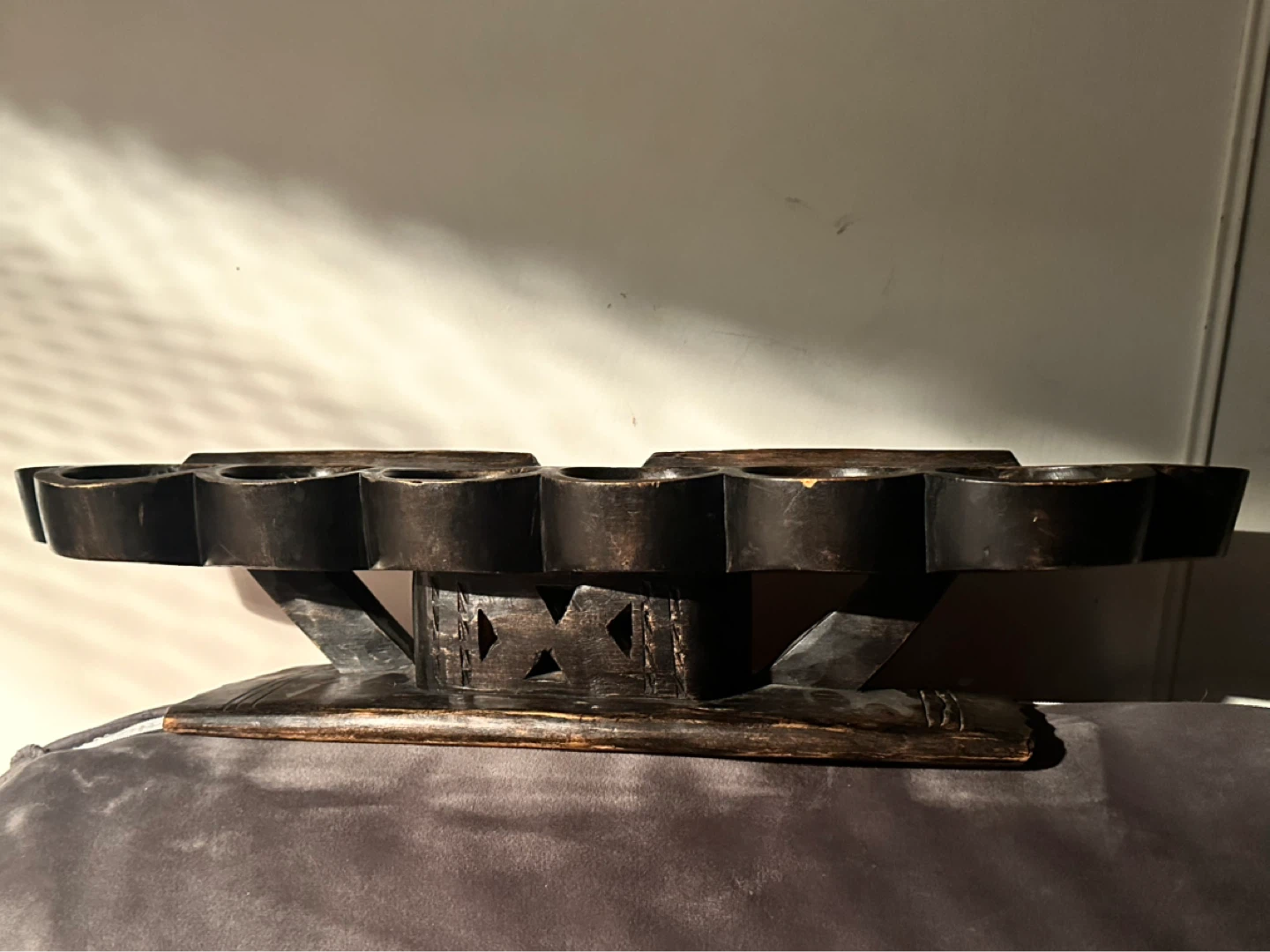 Vintage hand carved African mancala board