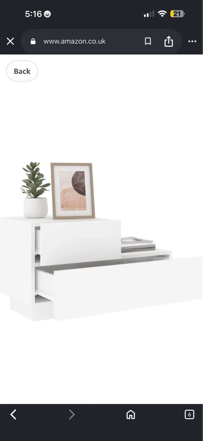ZEYUAN White Bedside Cabinet with LED Lights - photo 2
