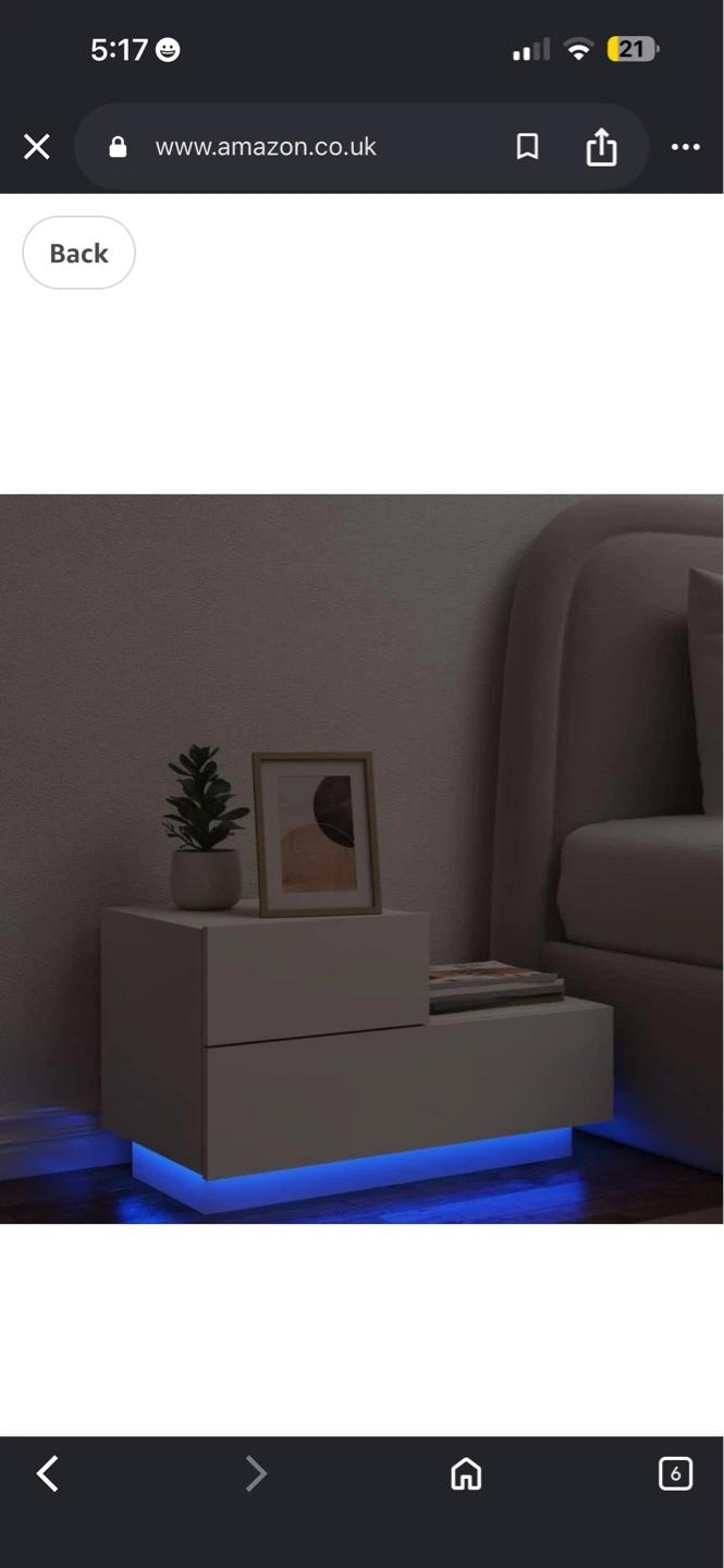 ZEYUAN White Bedside Cabinet with LED Lights - photo 4