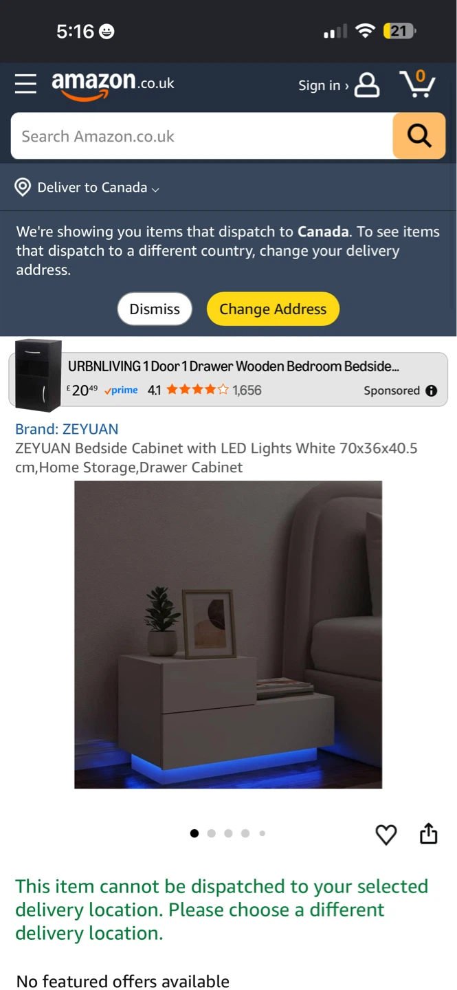 ZEYUAN White Bedside Cabinet with LED Lights - photo 5