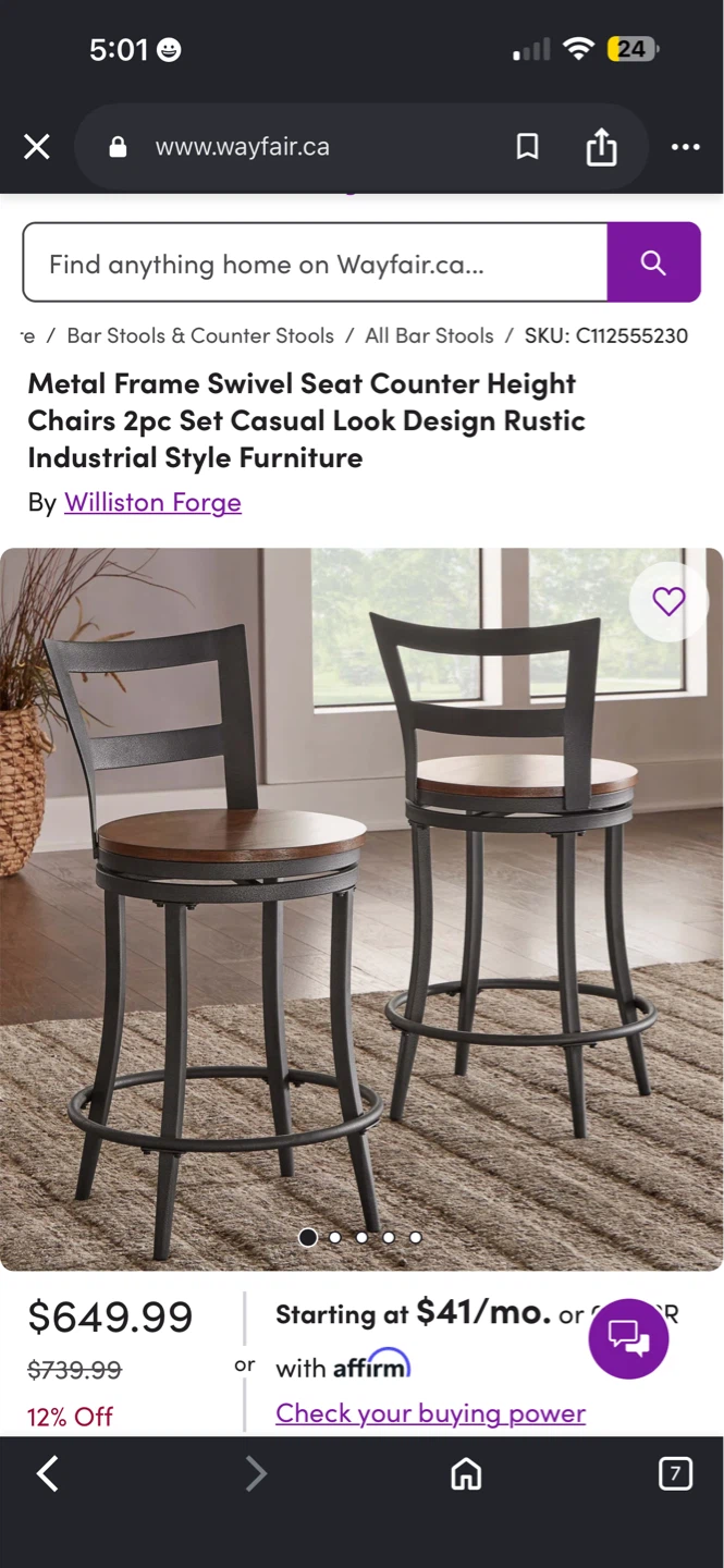 Williston Forge Metal Frame Swivel Bar Stools (2) - photo 4