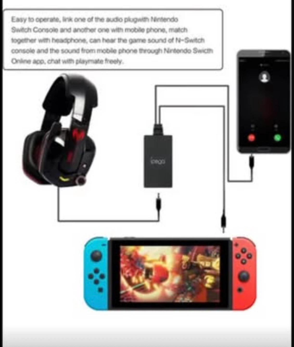 ipega Audio Mixer Adapter for Nintendo Switch and Mobile