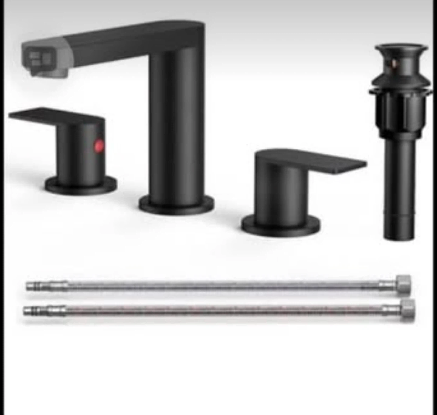 Matte Black Bathroom Faucet - 3 Hole Widespread