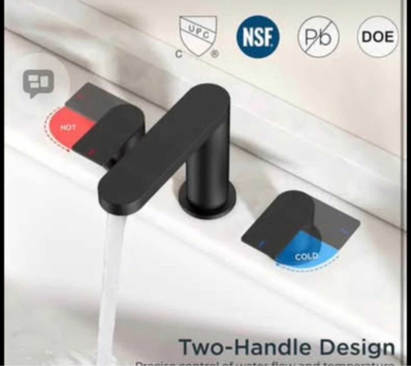 Matte Black Bathroom Faucet - 3 Hole Widespread - photo 4