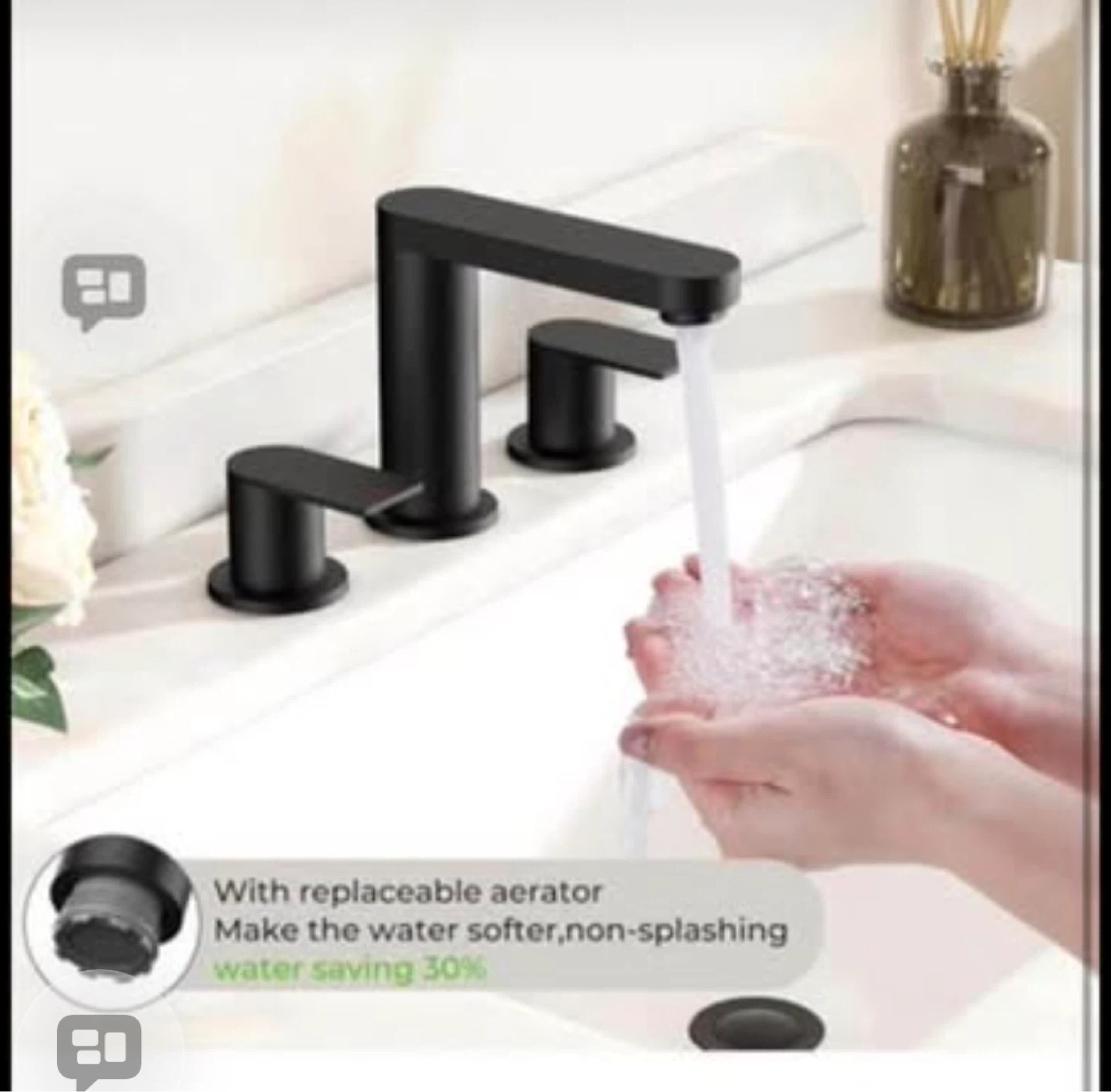 Matte Black Bathroom Faucet - 3 Hole Widespread - photo 5