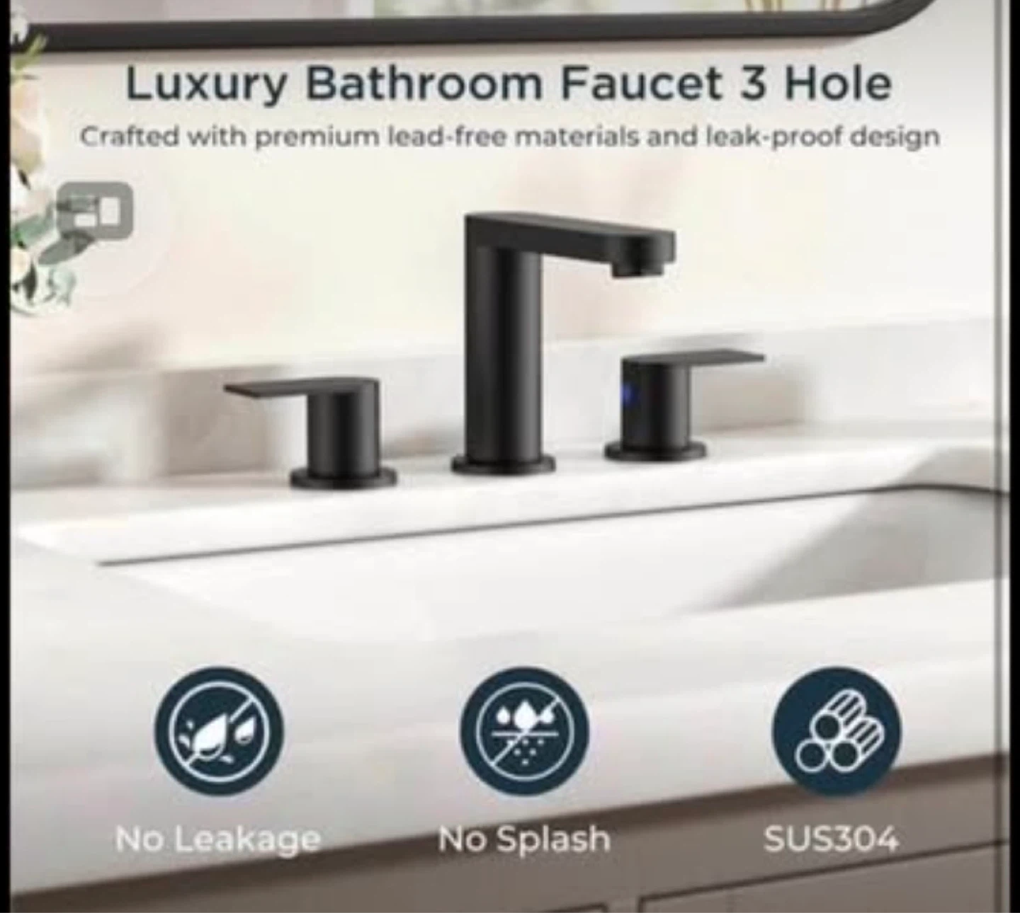 Matte Black Bathroom Faucet - 3 Hole Widespread - photo 3
