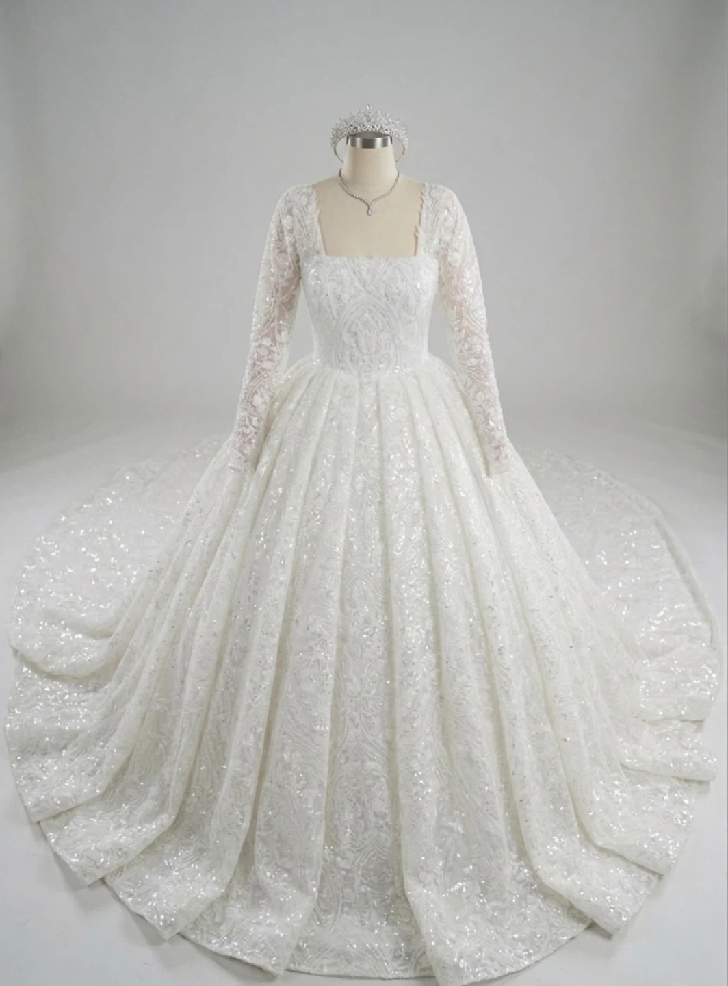 Wedding Dress with Veil and Tiara