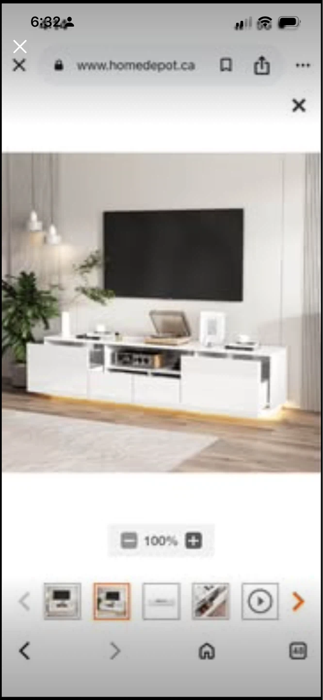 White TV Stand with Storage - photo 2