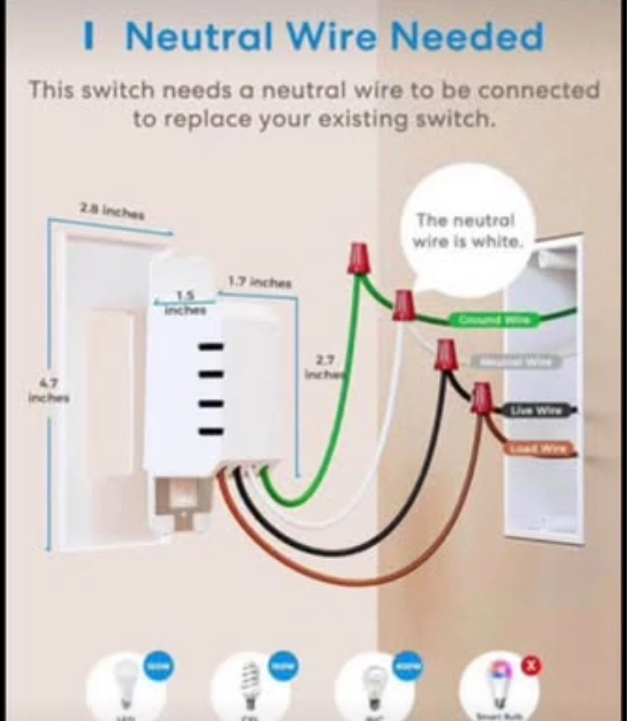 Meross Smart Wi-Fi 3 Way Dimmer Switch Kit MSS570 - photo 2