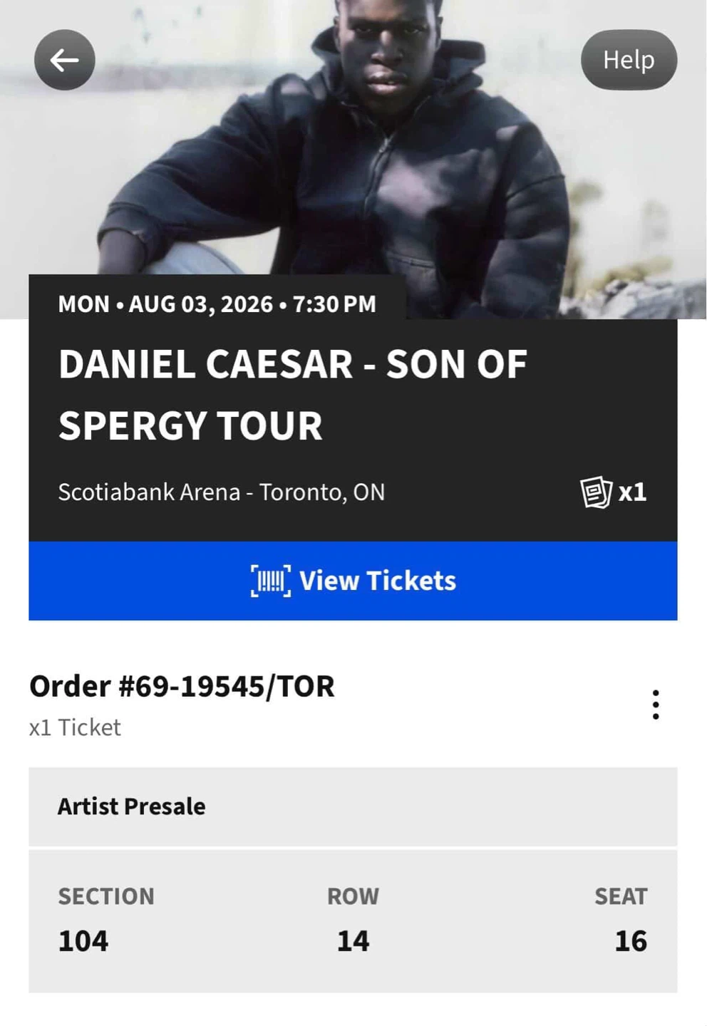 Daniel Caesar - Son of Spergy Tour Ticket
