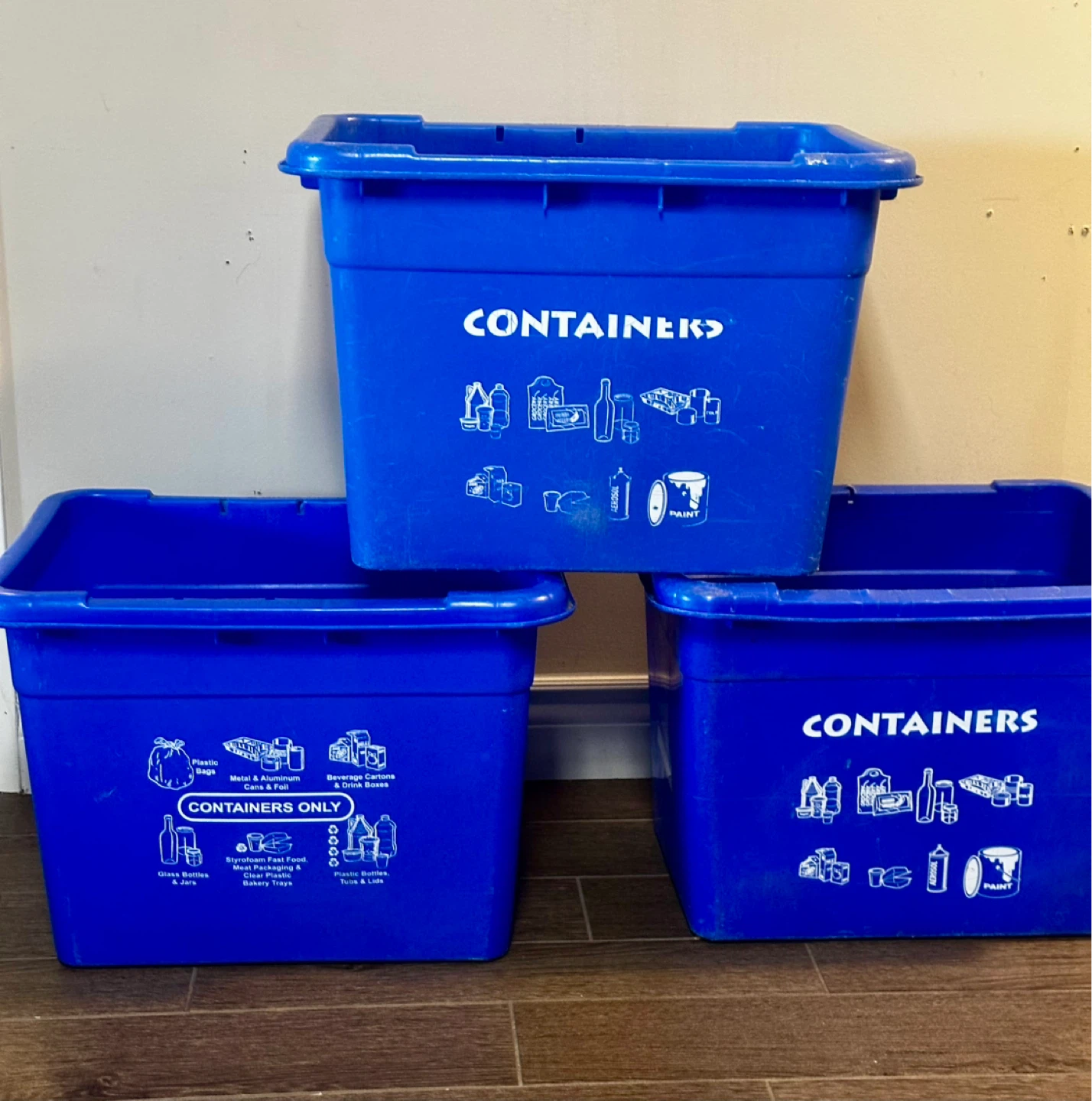 Blue Plastic Recycling Bins 3 available